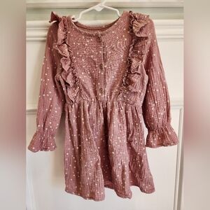 Pink Polka Dot Kids Casual Dress